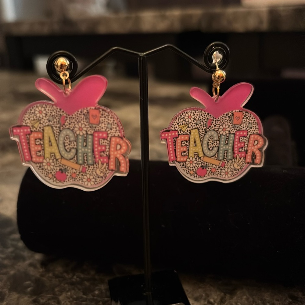 set of 2 Teacher & Popsicle Earrings NEW - Picture 2 of 3